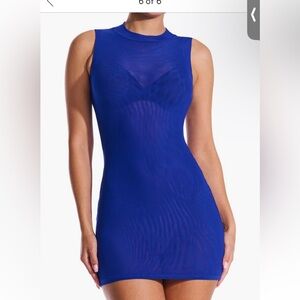 Naked wardrobe semisheer minidress blue cover up
